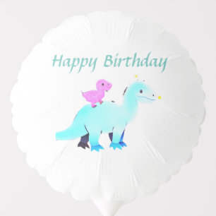Sky blue green red watercolor dinosaur birthday ad balloon