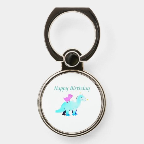 Sky blue green red watercolor dinosaur birthday ad phone ring stand