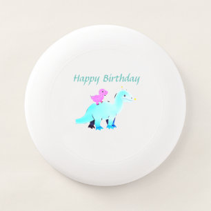 Sky blue green red watercolor dinosaur birthday ad Wham-O frisbee
