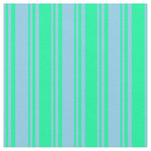 Sky Blue & Green Striped/Lined Pattern Fabric