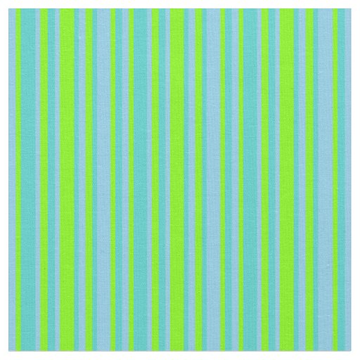 Sky Blue, Green & Turquoise Lines/Stripes Pattern Fabric