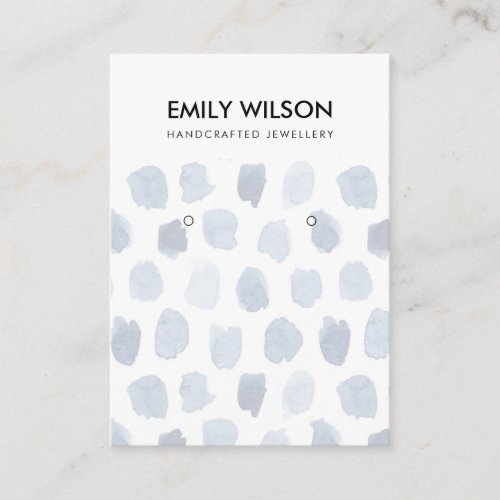 SKY BLUE GREY WATERCOLOR DOTS EARRING DISPLAY LOGO BUSINESS CARD