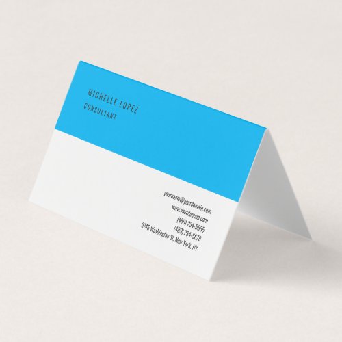 Sky Blue Grey White Classical Elegant Plain Business Card