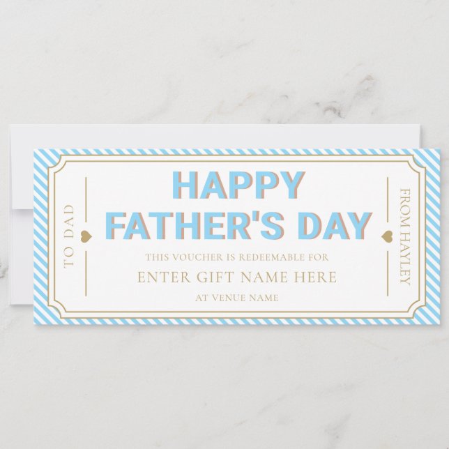 Sky Blue Happy Father's Day Gift Voucher Card (Front)
