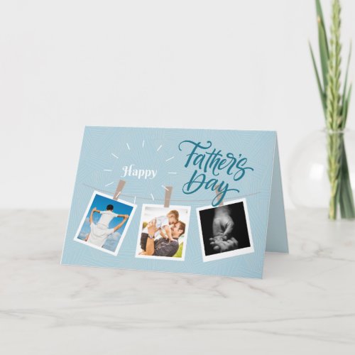 Sky Blue Happy Fathers Day Photo Greeting Card