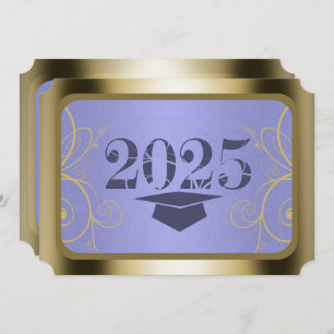 Sky Blue Harvest/Gold Frame Graduation Party Invitation