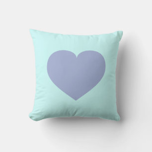 Sky Blue Heart and Sky Blue Hearts - Reversible Throw Pillow