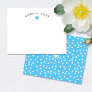 Sky Blue Heart & Polka Dots Preppy Cute Note Card