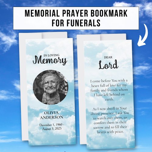 Sky Blue Heaven Memorial Prayer Photo Bookmark
