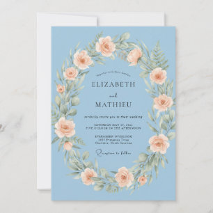 Sky Blue Heavenly Botanical Wedding Invitation