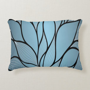 Sky Blue Hues Creative Leave Pattern  Accent Pillow