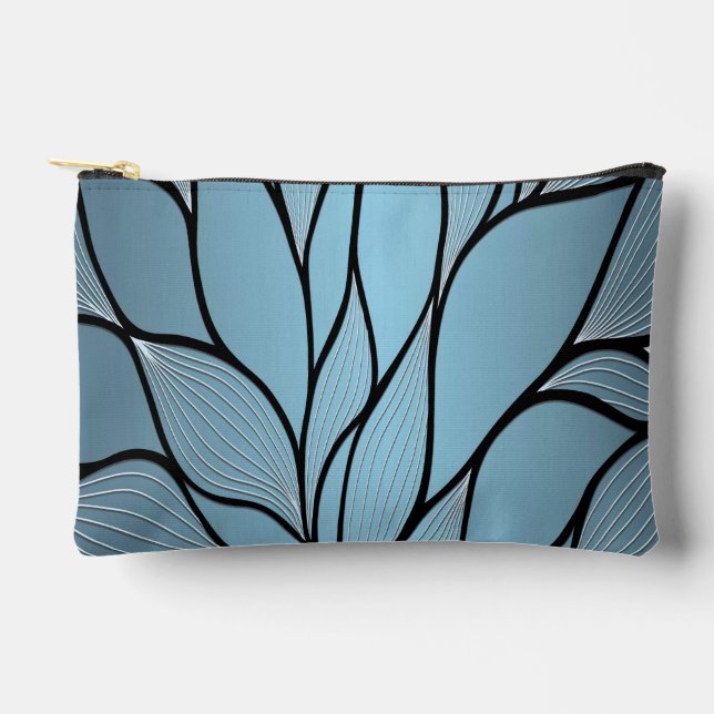 Sky Blue Hues Creative Leave Pattern  Accessory Pouch (Front)