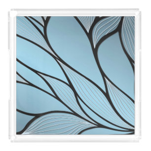 Sky Blue Hues Creative Leave Pattern  Acrylic Tray