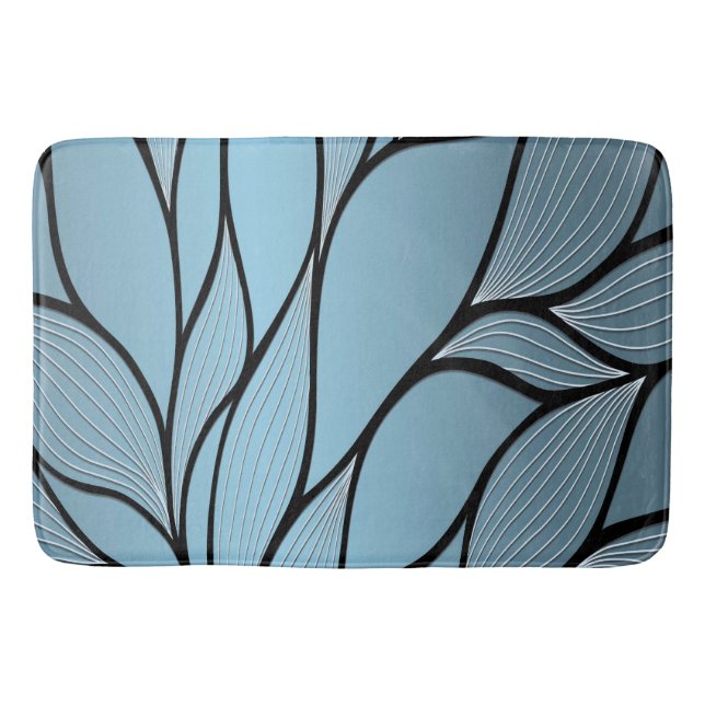 Sky Blue Hues Creative Leave Pattern  Bath Mat (Front)