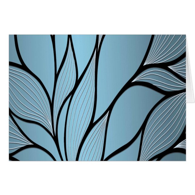Sky Blue Hues Creative Leave Pattern Blamk Cards (Front Horizontal)
