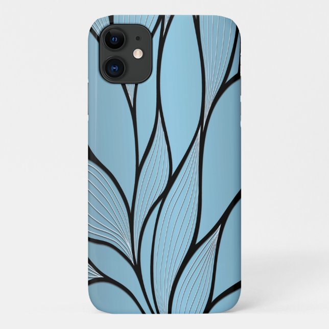 Sky Blue Hues Creative Leave Pattern  Case-Mate iPhone Case (Back)