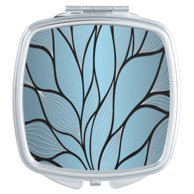 Sky Blue Hues Creative Leave Pattern  Compact Mirror (Front)