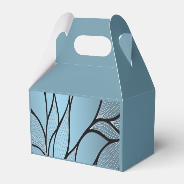 Sky Blue Hues Creative Leave Pattern  Favor Boxes (Front Side)