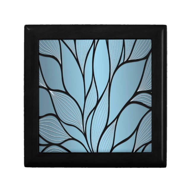 Sky Blue Hues Creative Leave Pattern  Gift Box (Front)