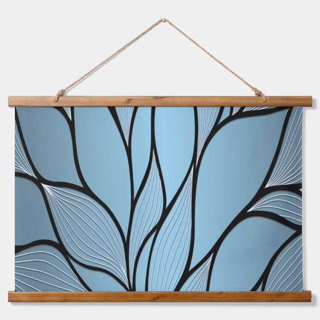 Sky Blue Hues Creative Leave Pattern  Hanging Tapestry (Front)