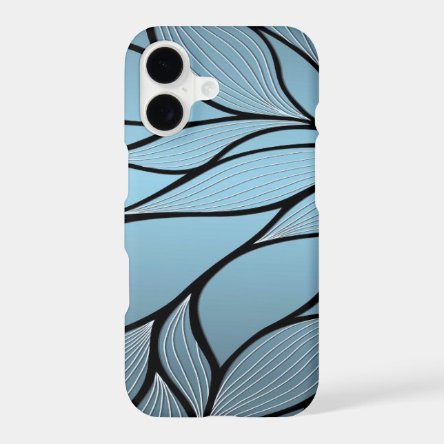 Sky Blue Hues Creative Leave Pattern  Iphone Case (Back)