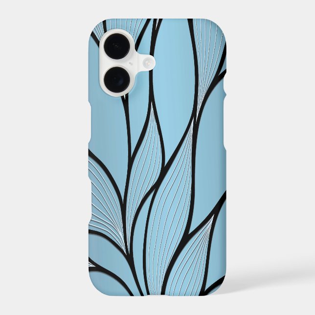 Sky Blue Hues Creative Leave Pattern  Iphone Case (Back)