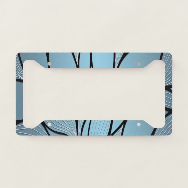 Sky Blue Hues Creative Leave Pattern  License Plate Frame (Front)