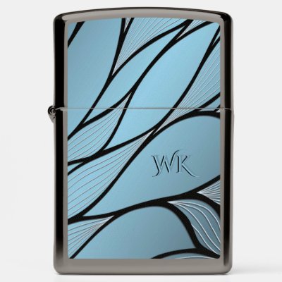 Sky Blue Hues Creative Leave Pattern Monogram