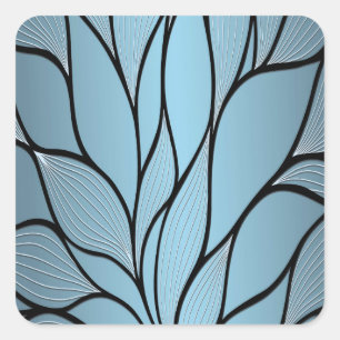Sky Blue Hues Creative Leave Pattern Square Sticker