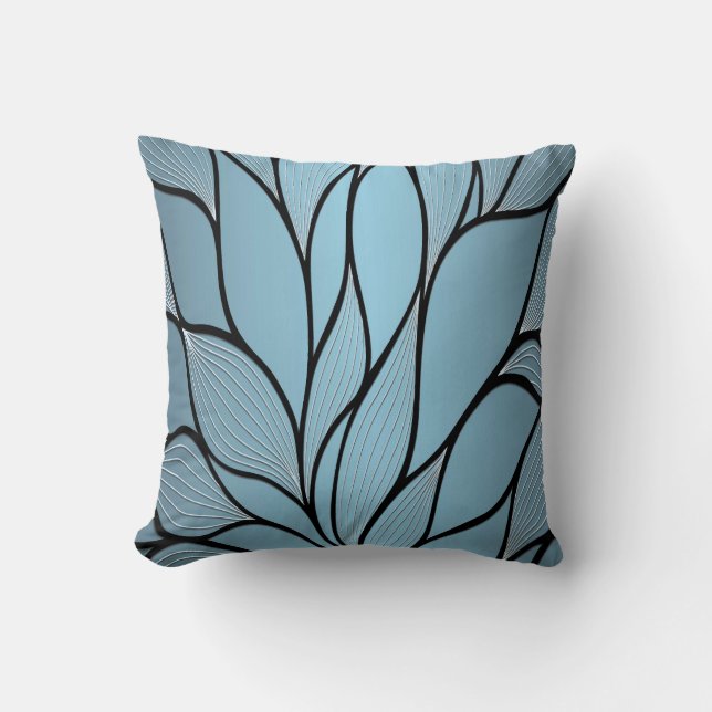 Sky Blue Hues Creative Leave Pattern  Throw Pillow (Front)