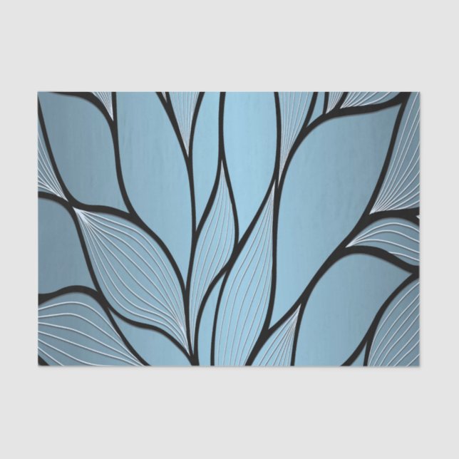 Sky Blue Hues Creative Leave Pattern  Tissue Paper (Front)