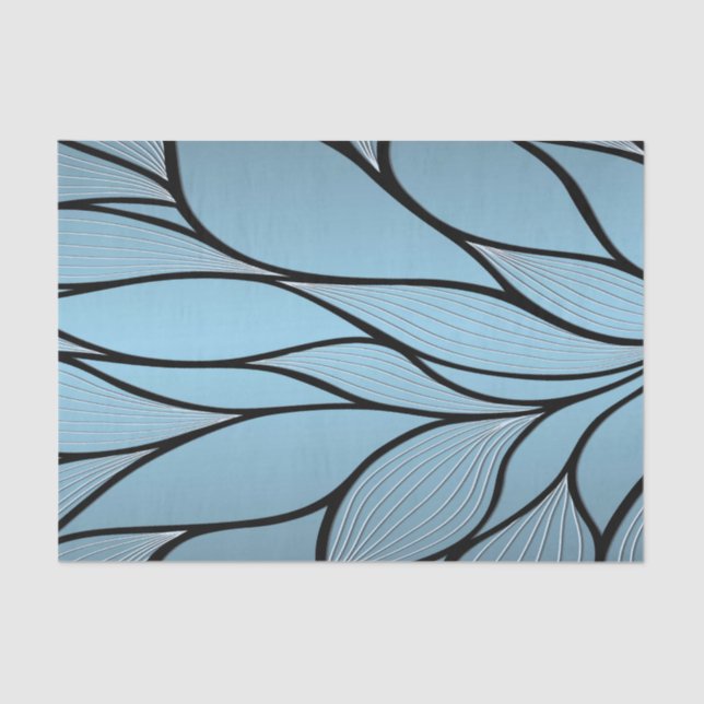 Sky Blue Hues Creative Leave Pattern  Tissue Paper (Front)