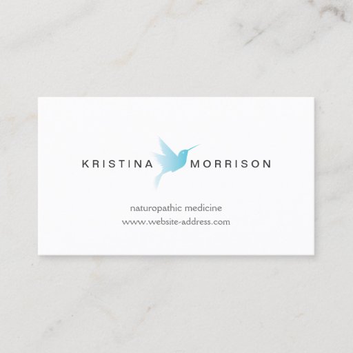Customizable SKY BLUE HUMMINGBIRD LOGO, Naturopathy, Healthcare Business Card Template