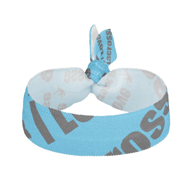 Sky blue I love lacrosse Ribbon Hair Tie (Front)