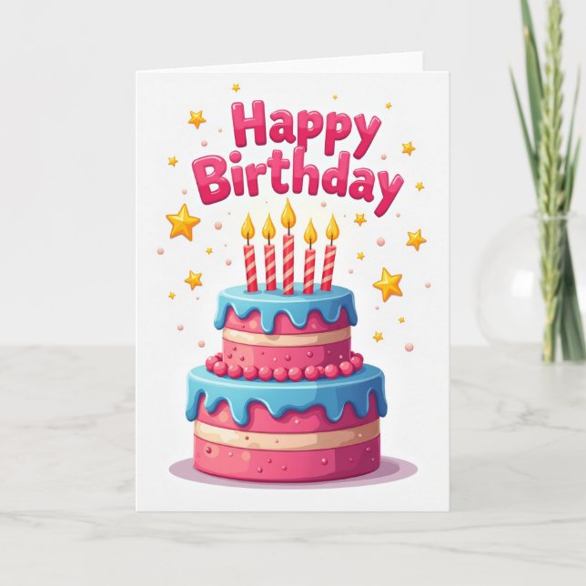 Sky Blue Icing Birthday Card (Front)
