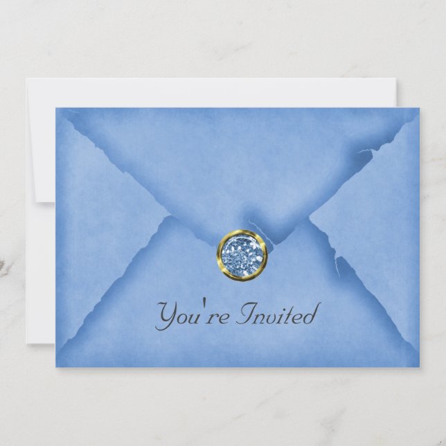 Sky Blue Jeweled Party Invitation (Front)
