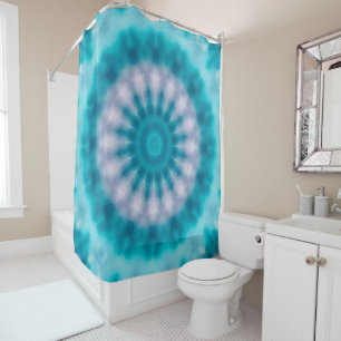 Sky blue kaleidoscope shower curtain