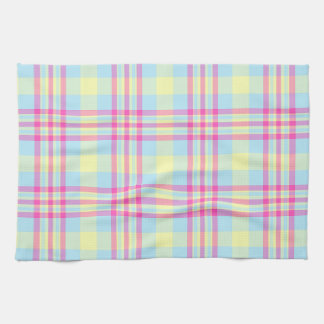 Sky Blue Kitchen Towel with Pink Checks & Soft Pea