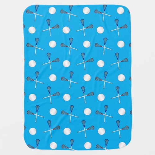 Sky blue lacrosse pattern swaddle blanket