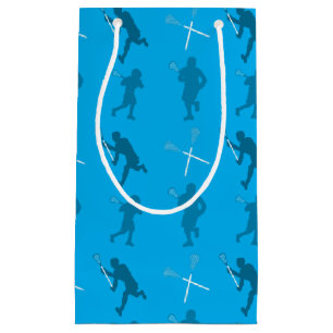 Sky blue lacrosse silhouettes small gift bag