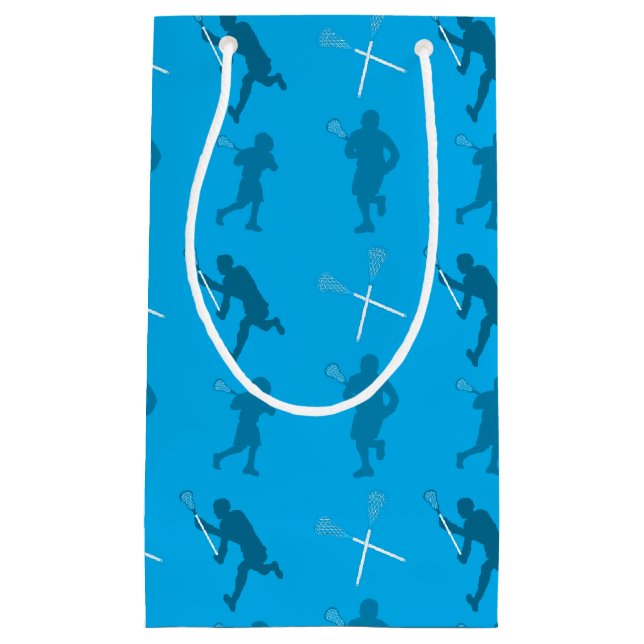 Sky blue lacrosse silhouettes small gift bag (Front)