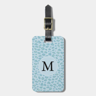 Sky Blue Leopard Print Monogram Luggage Tag