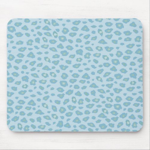 Sky Blue Leopard Print Mouse Pad