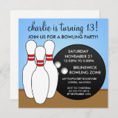 Sky Blue Let's Have a Ball Bowling Party Invitation (Front/Back)