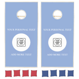 Sky Blue Logo Text Business Branding Cornhole Set