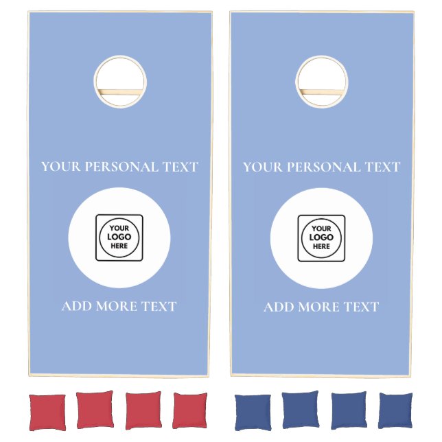 Sky Blue Logo Text Business Branding Cornhole Set (Set)