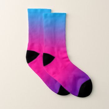 Sky Blue Magenta Purple Gradient Socks by designs4you at Zazzle