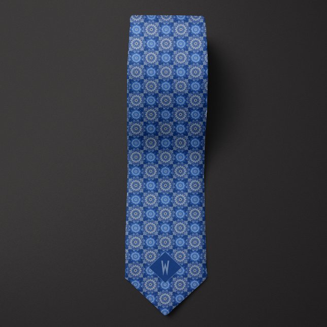 Sky Blue Mandala Monogram Neck Tie (Creator Uploaded)