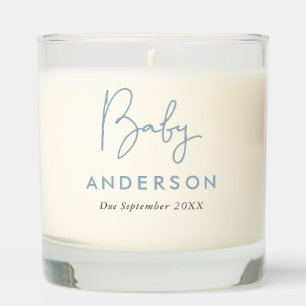 Sky Blue Minimalist Baby Name Scented Candle