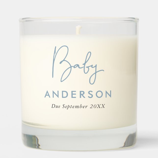Sky Blue Minimalist Baby Name Scented Candle (Front)